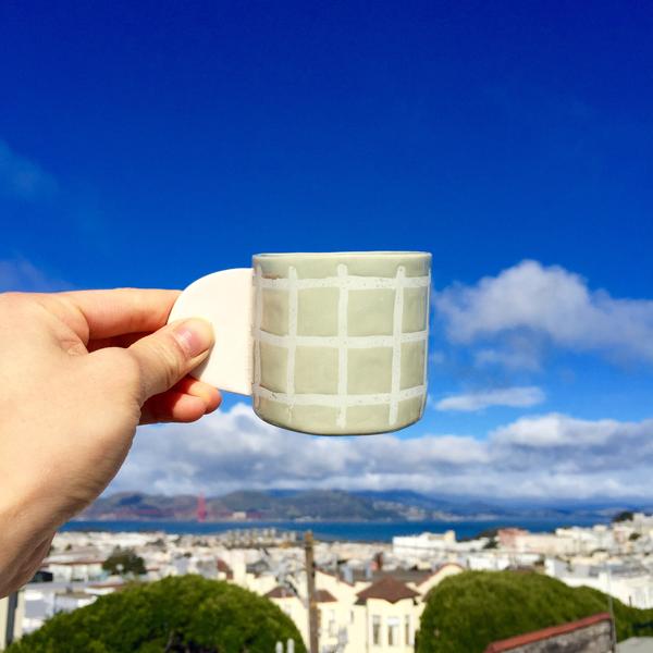 Small Light Green Grid Cup