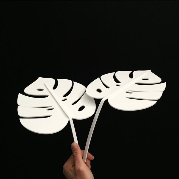 Small White Monstera Leaf Sculpture